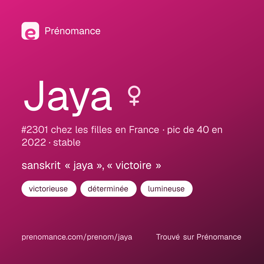 Carte de partage du prénom Jaya