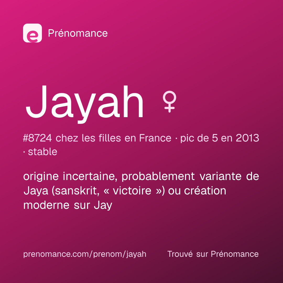 Carte de partage du prénom Jayah
