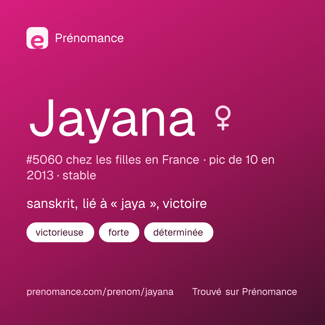 Carte de partage du prénom Jayana