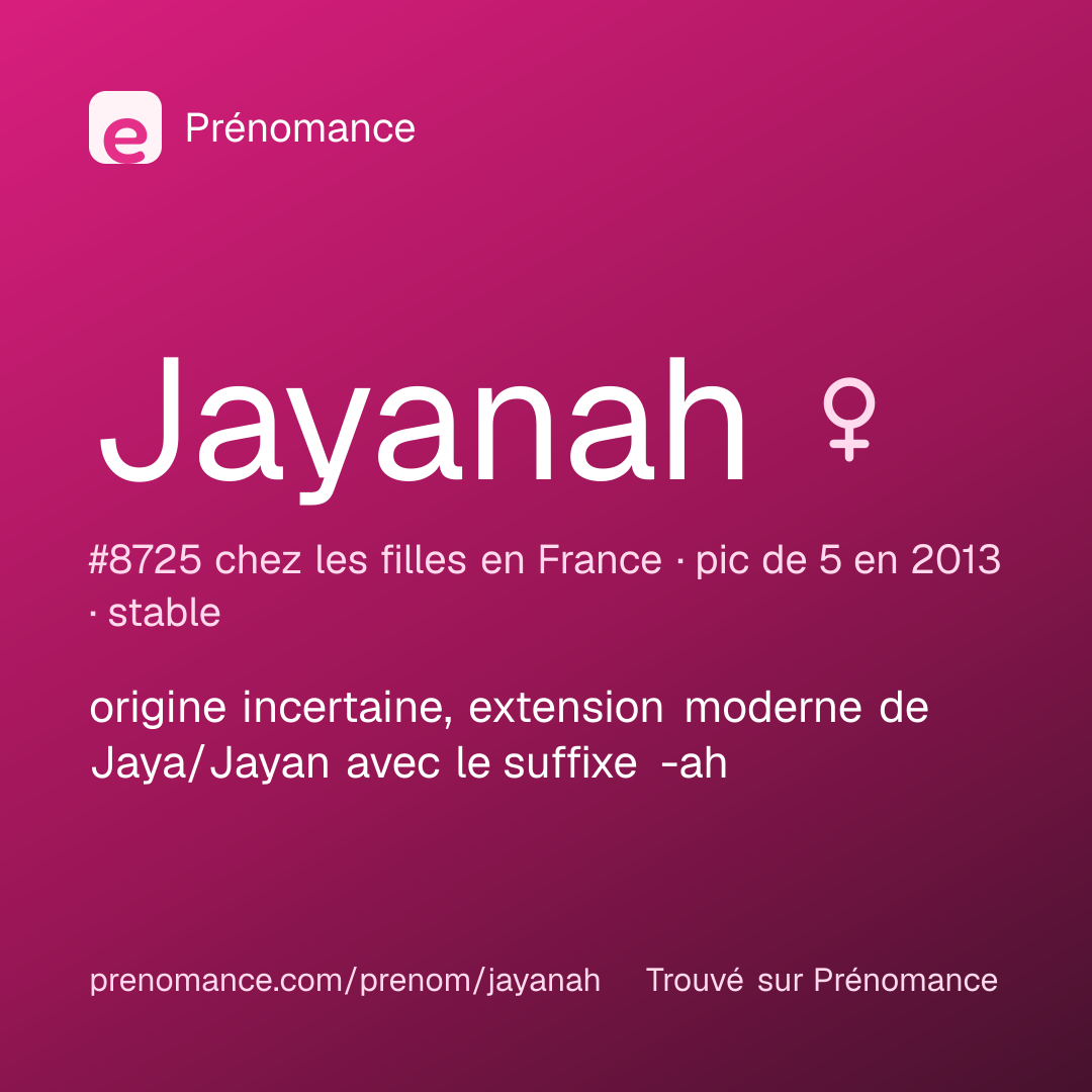 Carte de partage du prénom Jayanah