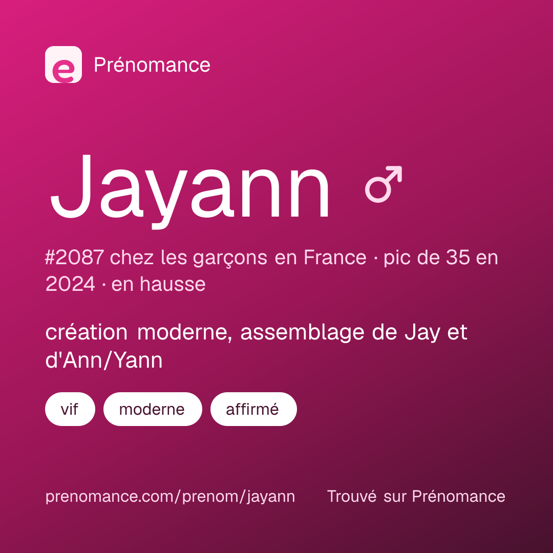 Carte de partage du prénom Jayann