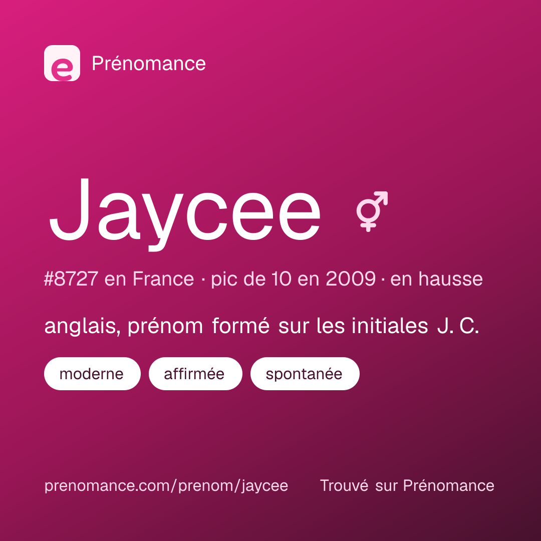 Carte de partage du prénom Jaycee
