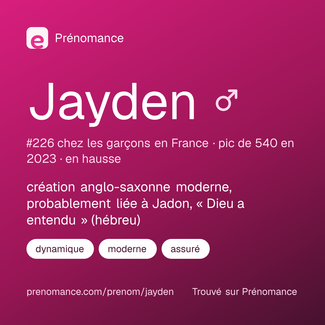 Carte de partage du prénom Jayden