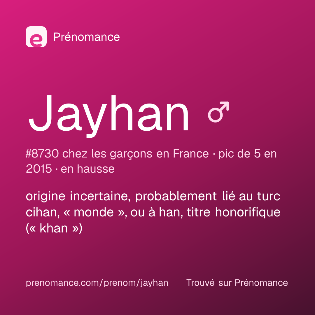 Carte de partage du prénom Jayhan