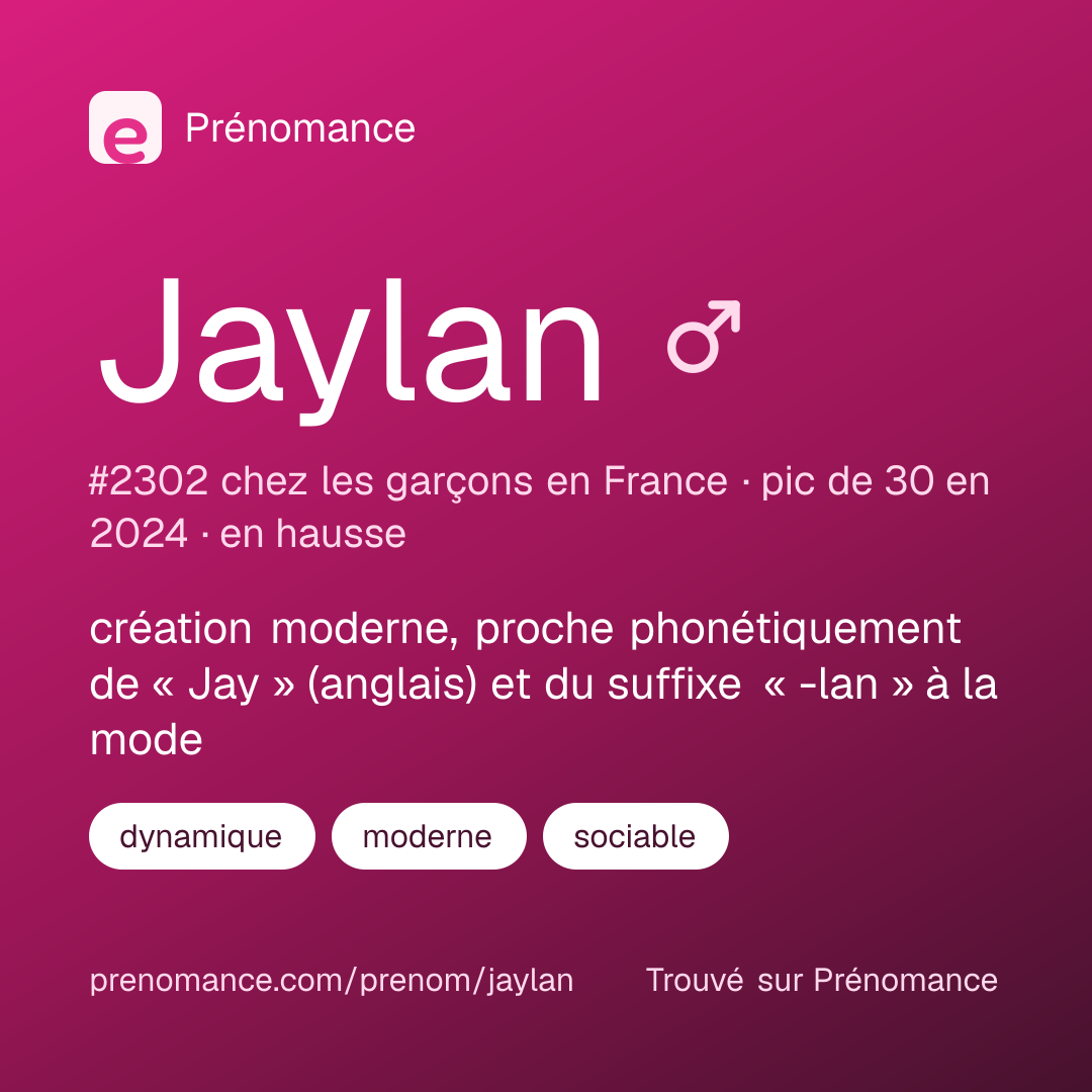 Carte de partage du prénom Jaylan