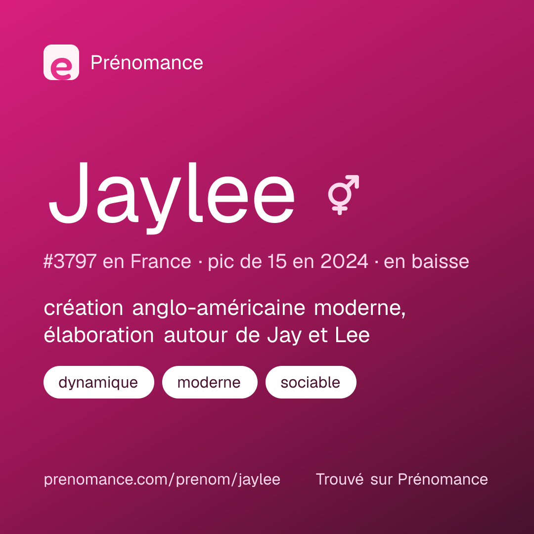 Carte de partage du prénom Jaylee