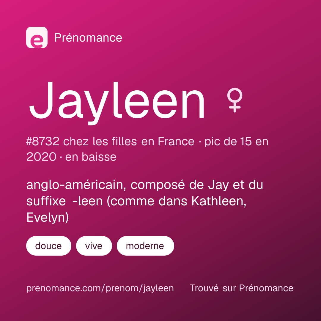Carte de partage du prénom Jayleen