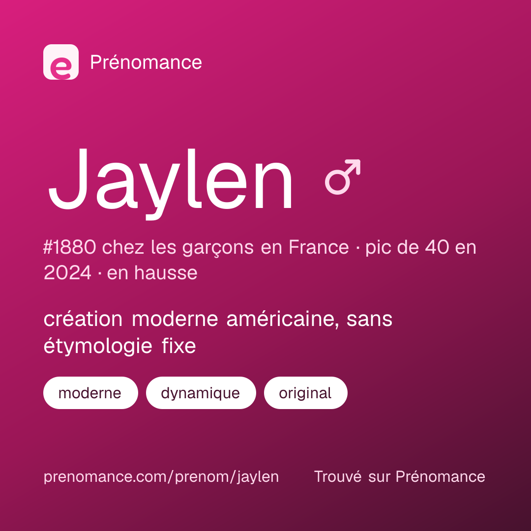 Carte de partage du prénom Jaylen