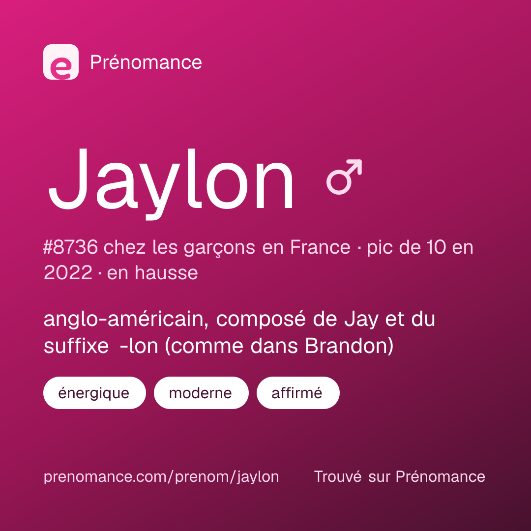 Carte de partage du prénom Jaylon