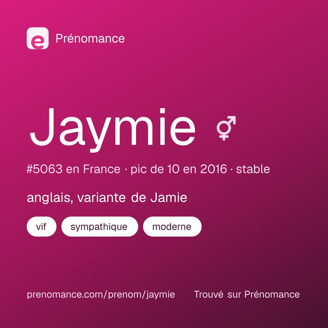 Carte de partage du prénom Jaymie