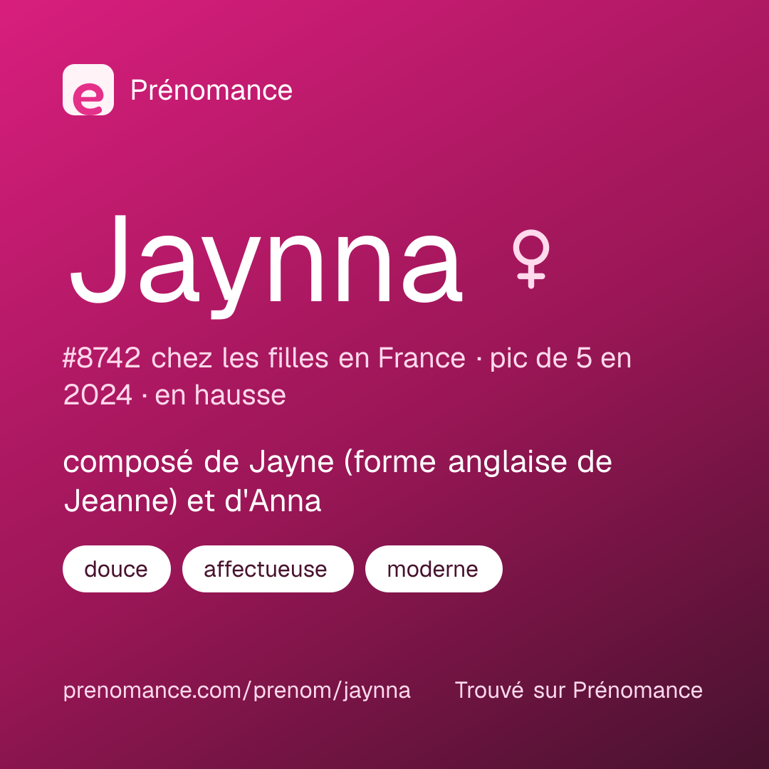 Carte de partage du prénom Jaynna