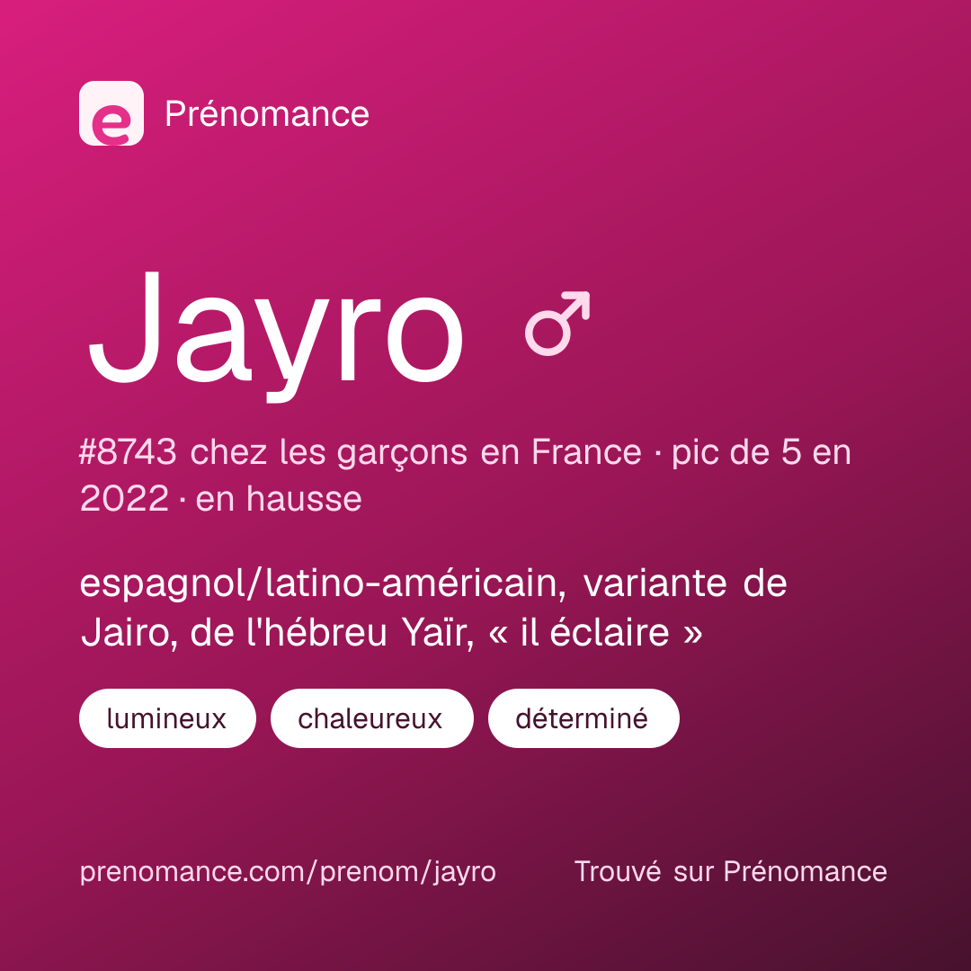 Carte de partage du prénom Jayro