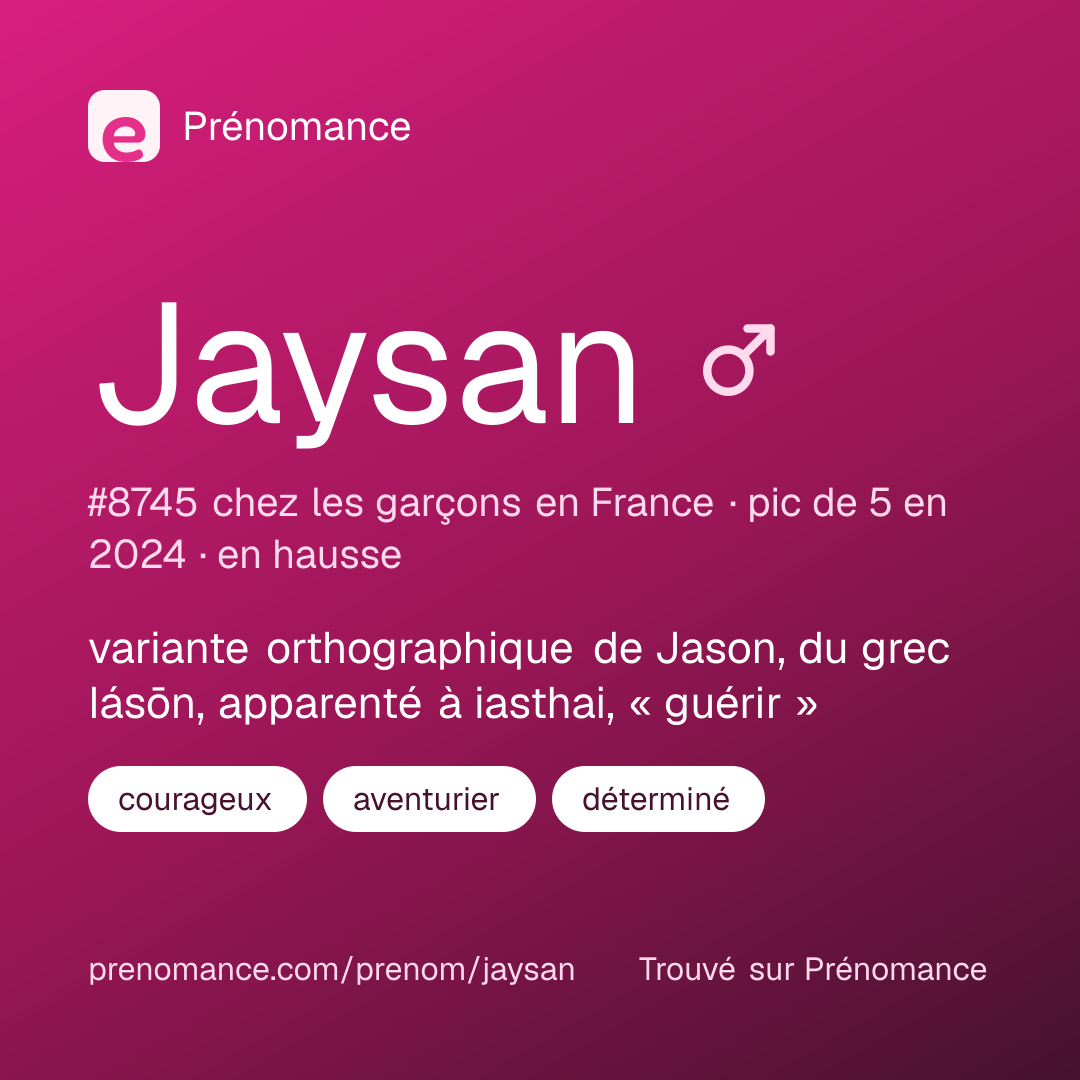 Carte de partage du prénom Jaysan