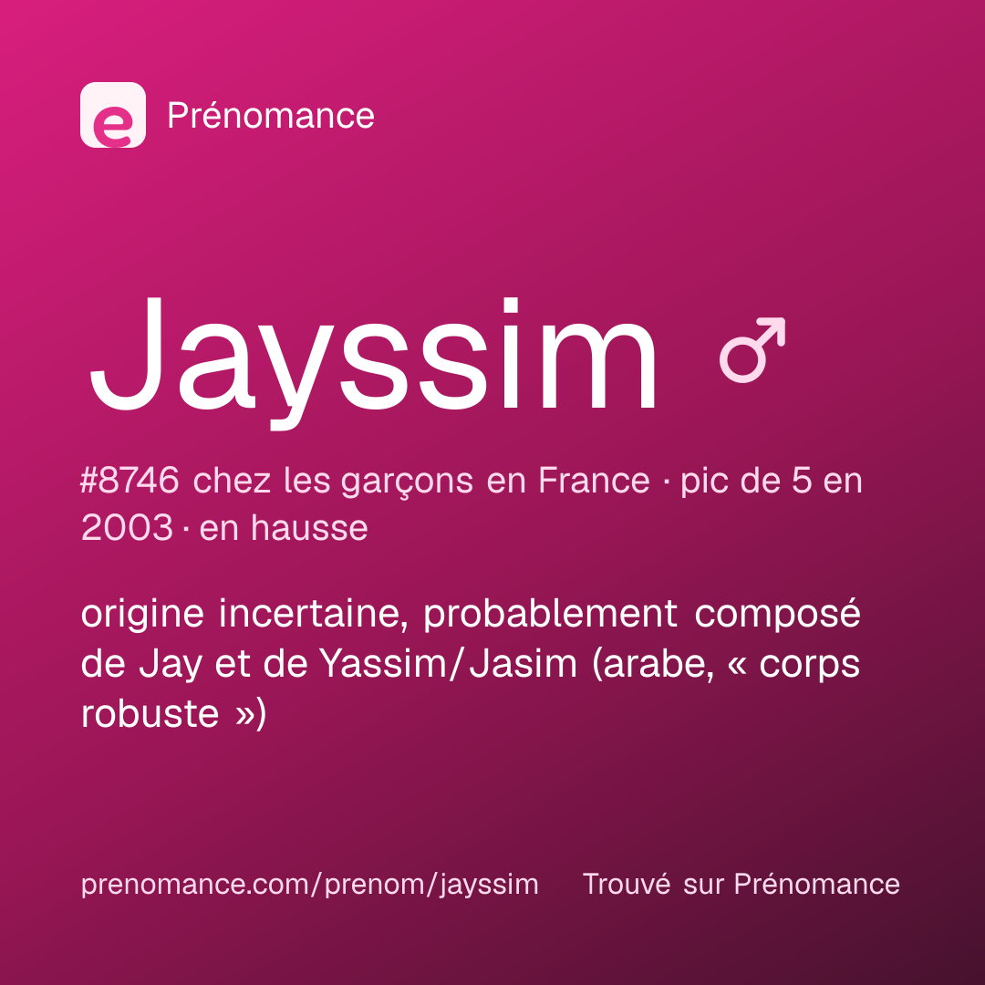 Carte de partage du prénom Jayssim