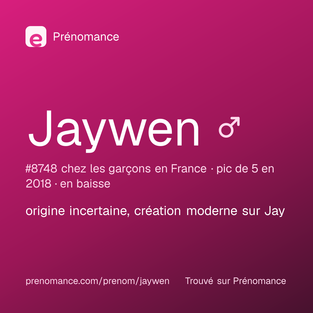 Carte de partage du prénom Jaywen