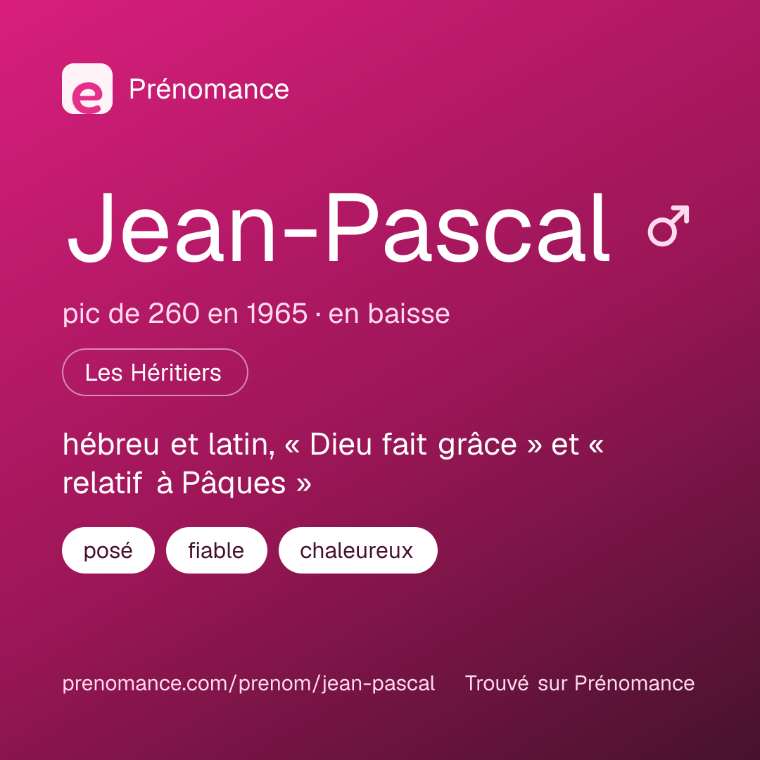 Carte de partage du prénom Jean-Pascal