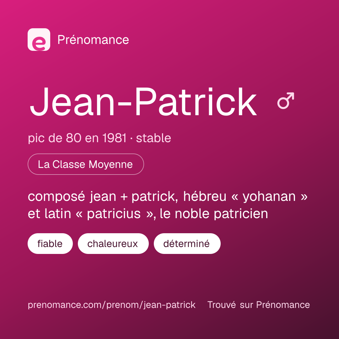 Carte de partage du prénom Jean-Patrick