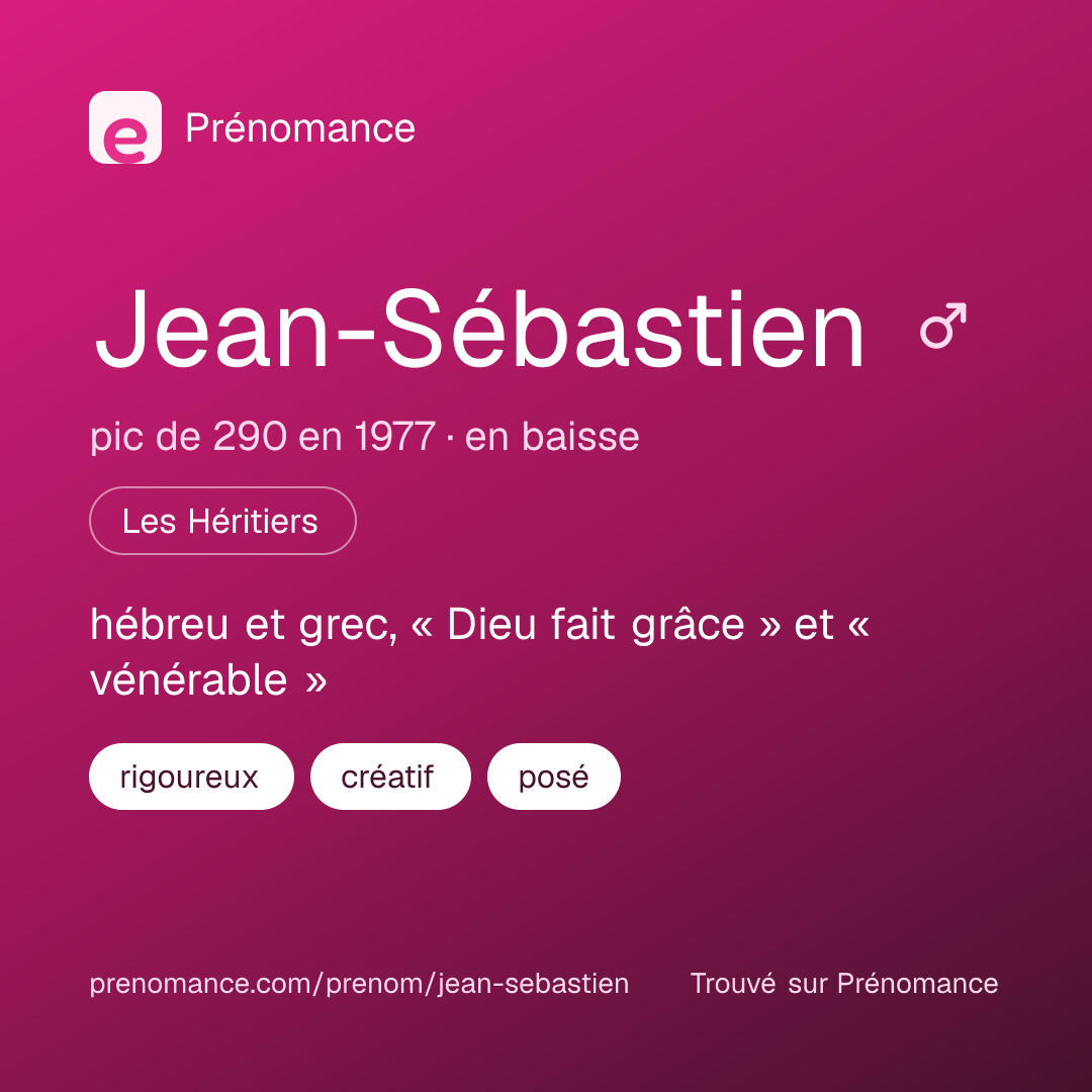 Carte de partage du prénom Jean-Sébastien
