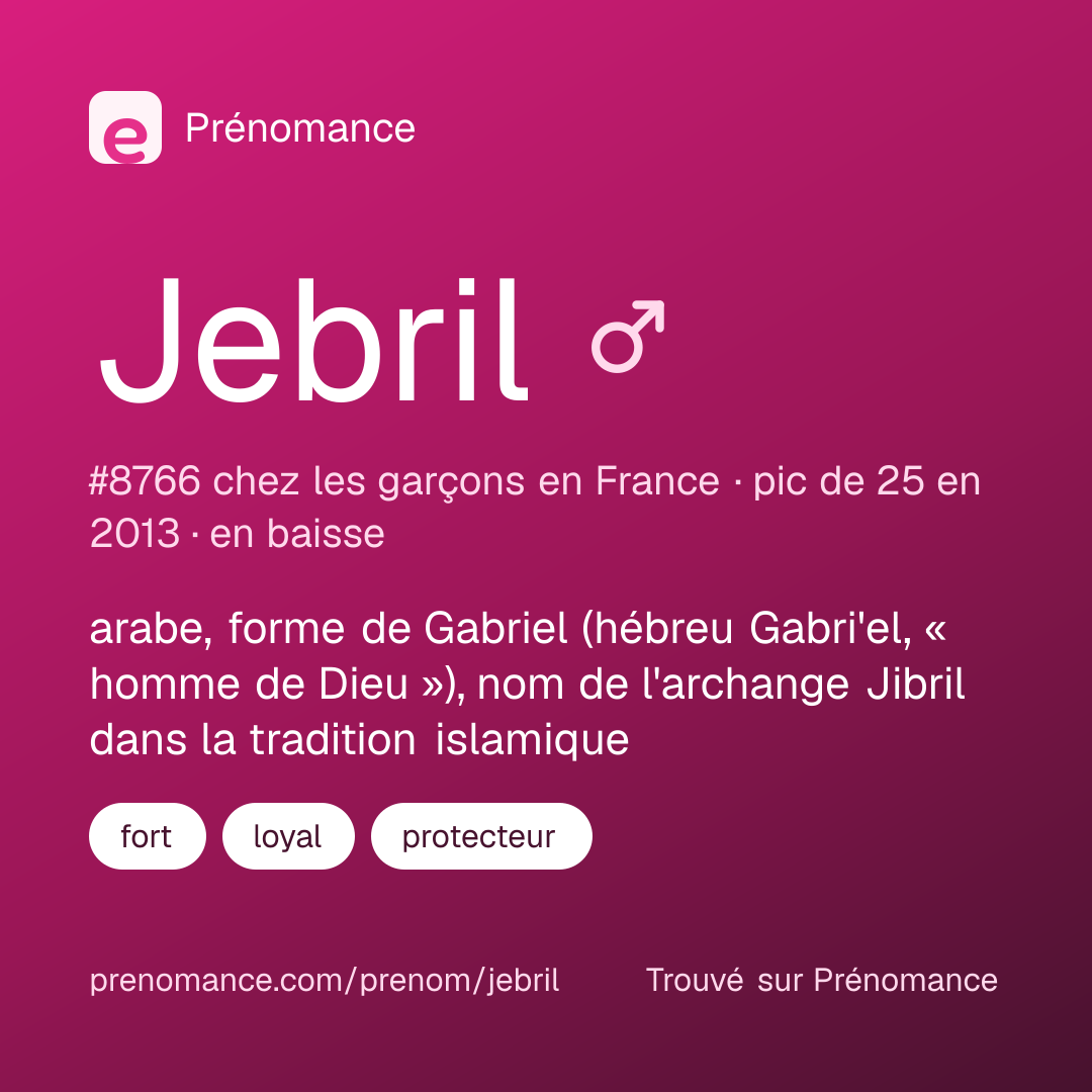 Carte de partage du prénom Jebril