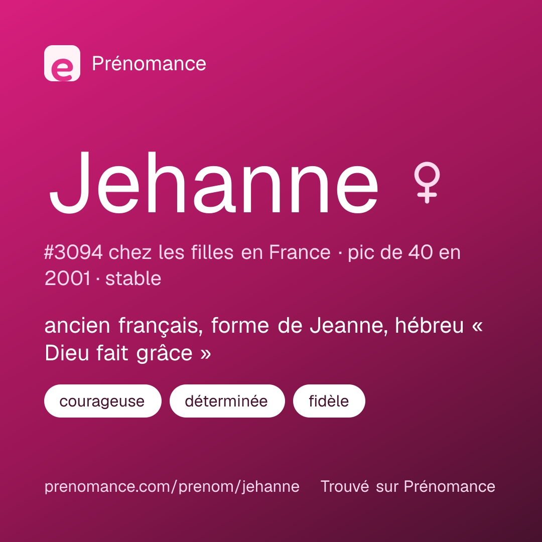 Carte de partage du prénom Jehanne