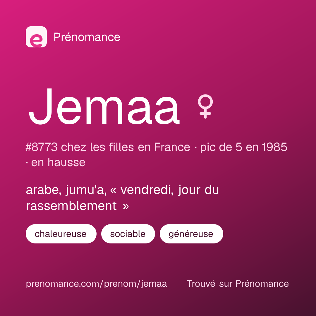 Carte de partage du prénom Jemaa