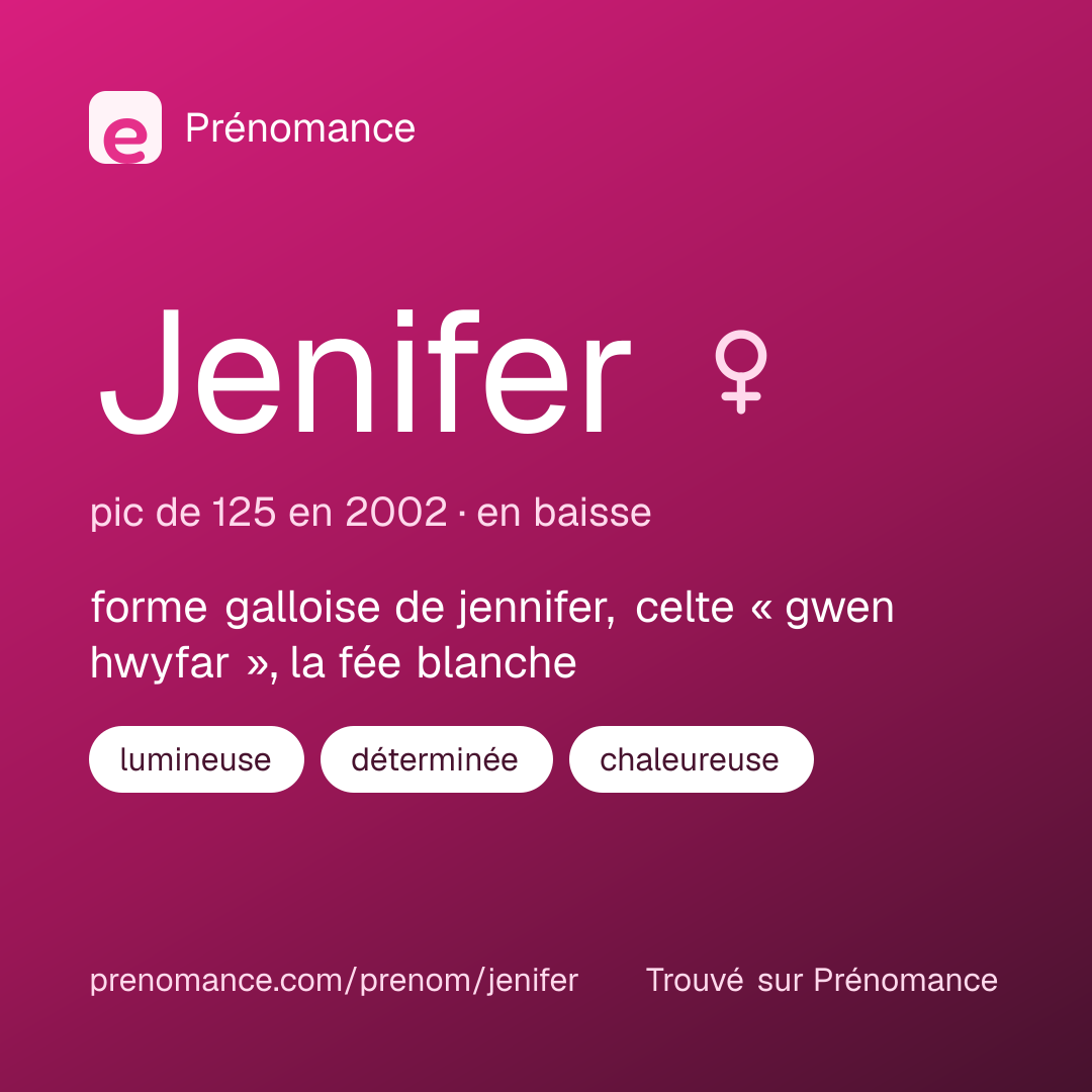Carte de partage du prénom Jenifer