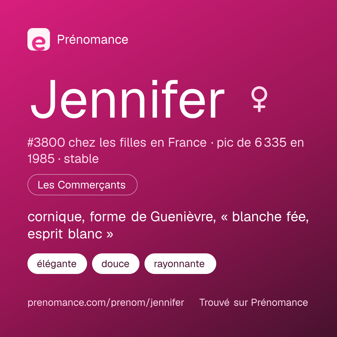 Carte de partage du prénom Jennifer