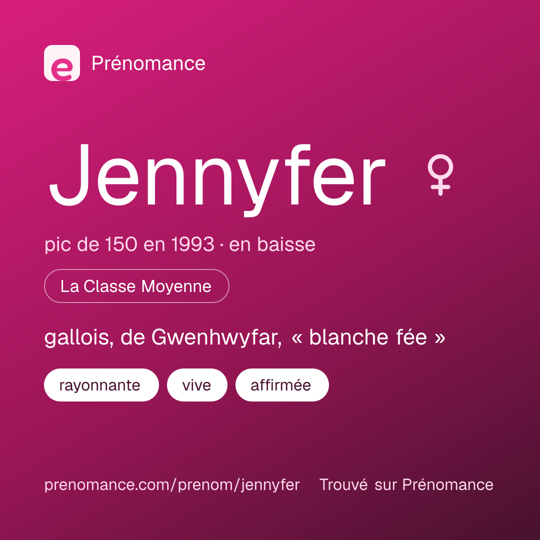 Carte de partage du prénom Jennyfer