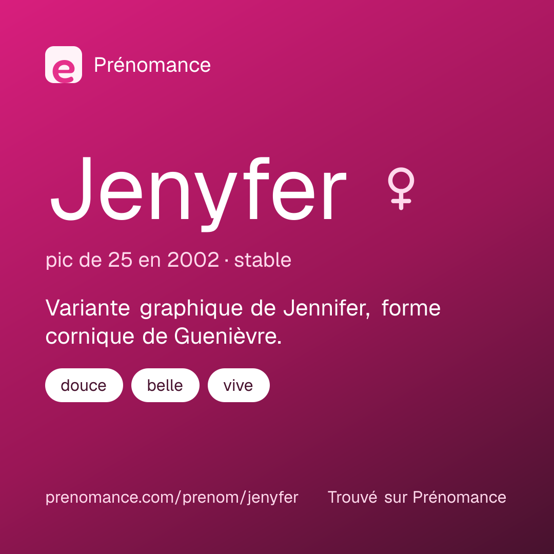 Carte de partage du prénom Jenyfer