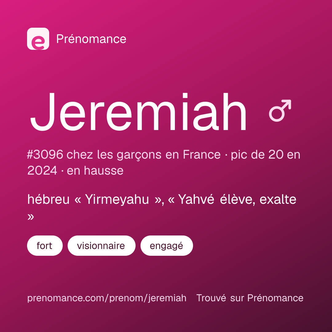 Carte de partage du prénom Jeremiah