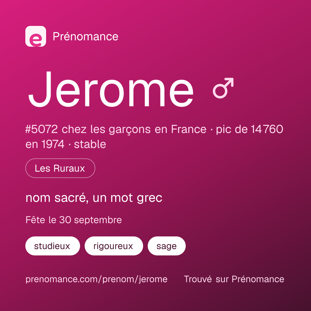 Carte de partage du prénom Jerome