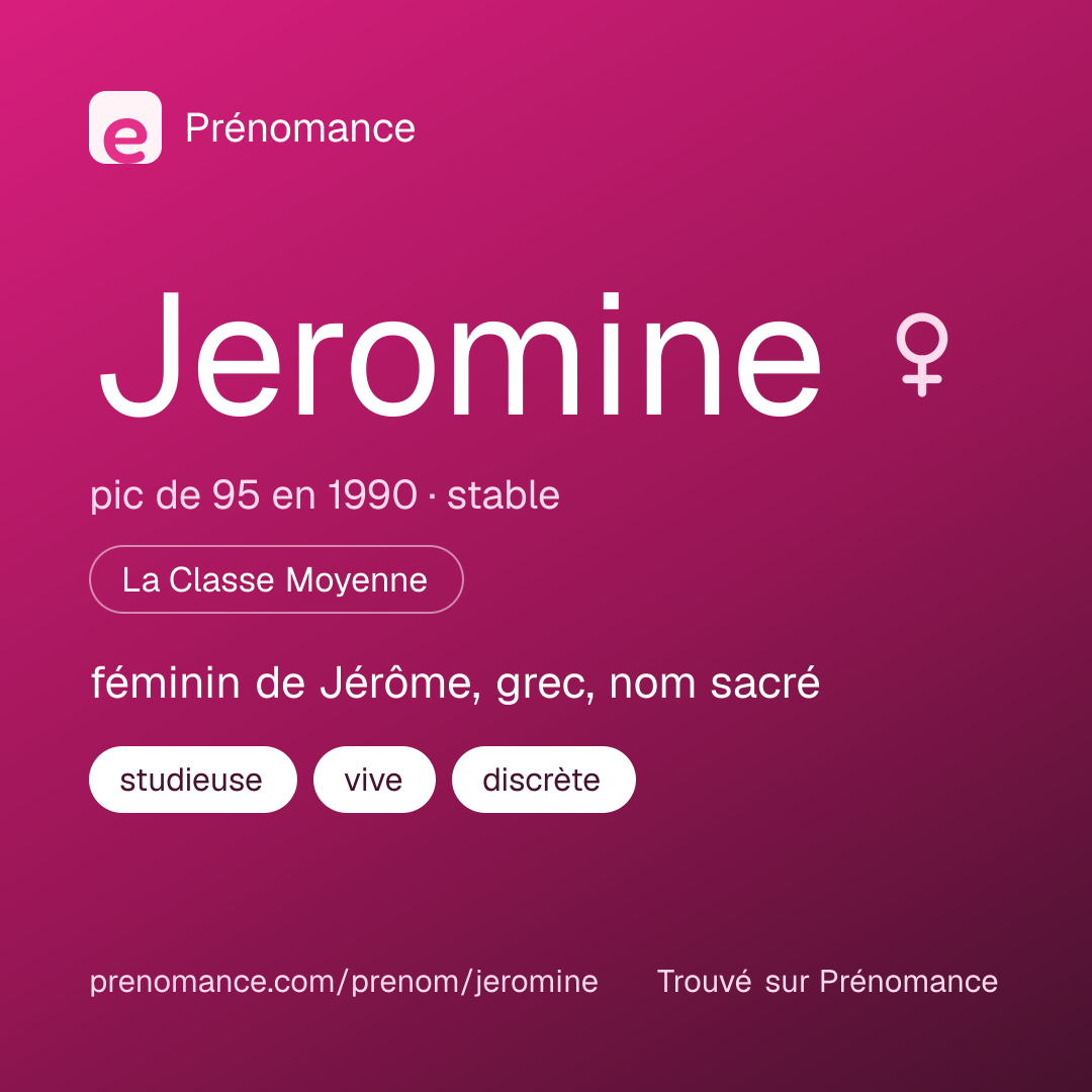 Carte de partage du prénom Jeromine