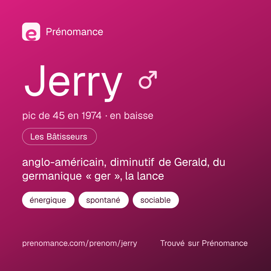 Carte de partage du prénom Jerry