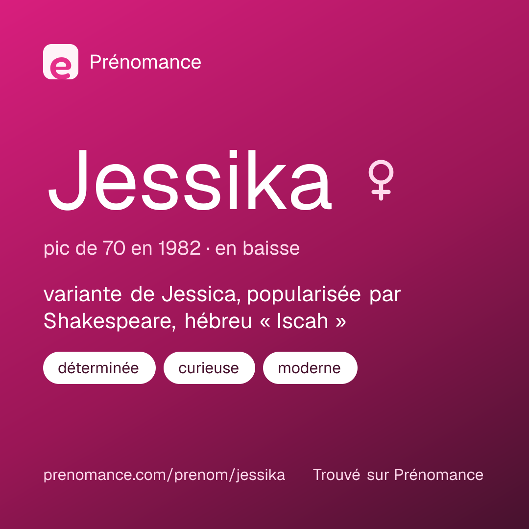 Carte de partage du prénom Jessika