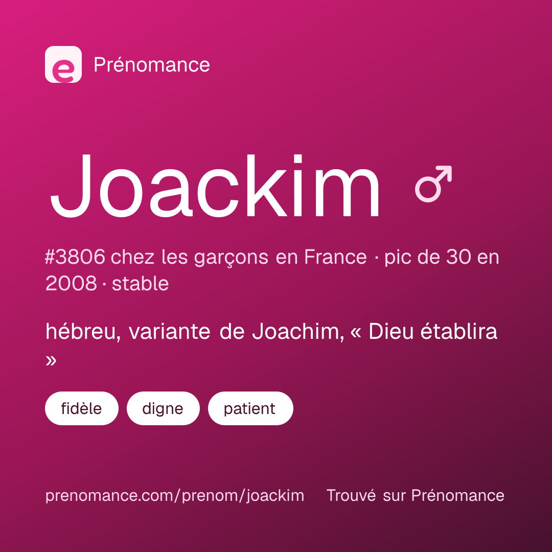 Carte de partage du prénom Joackim