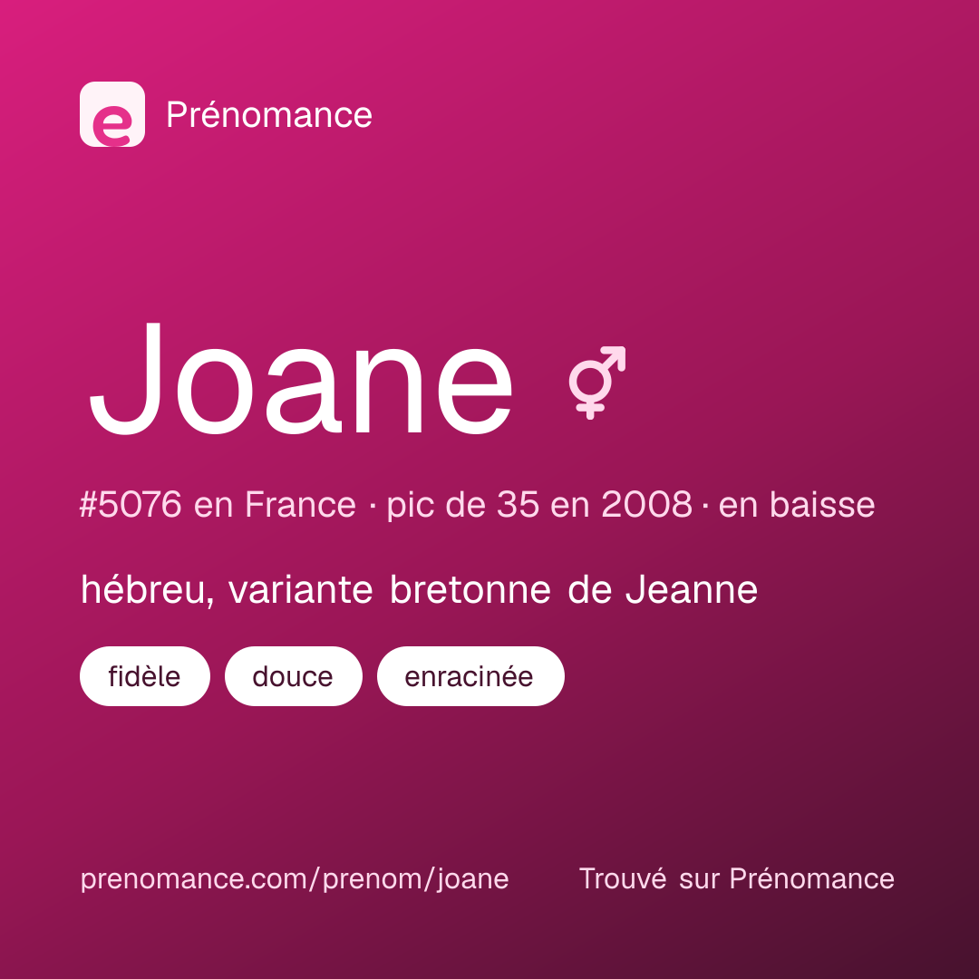 Carte de partage du prénom Joane