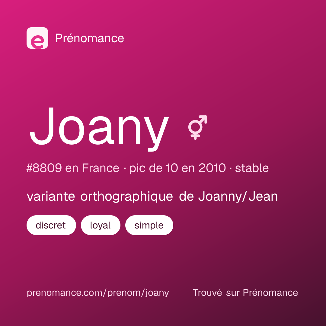 Carte de partage du prénom Joany