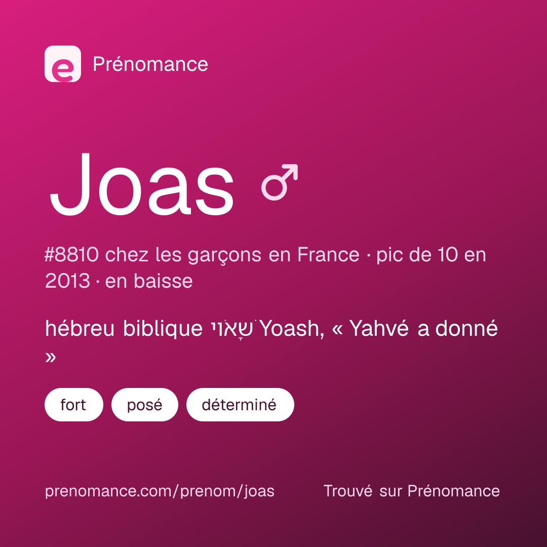 Carte de partage du prénom Joas