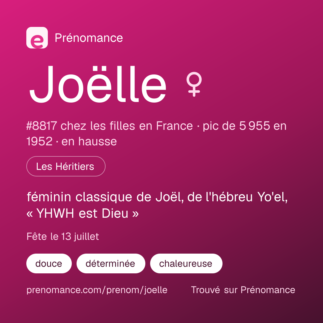 Carte de partage du prénom Joëlle