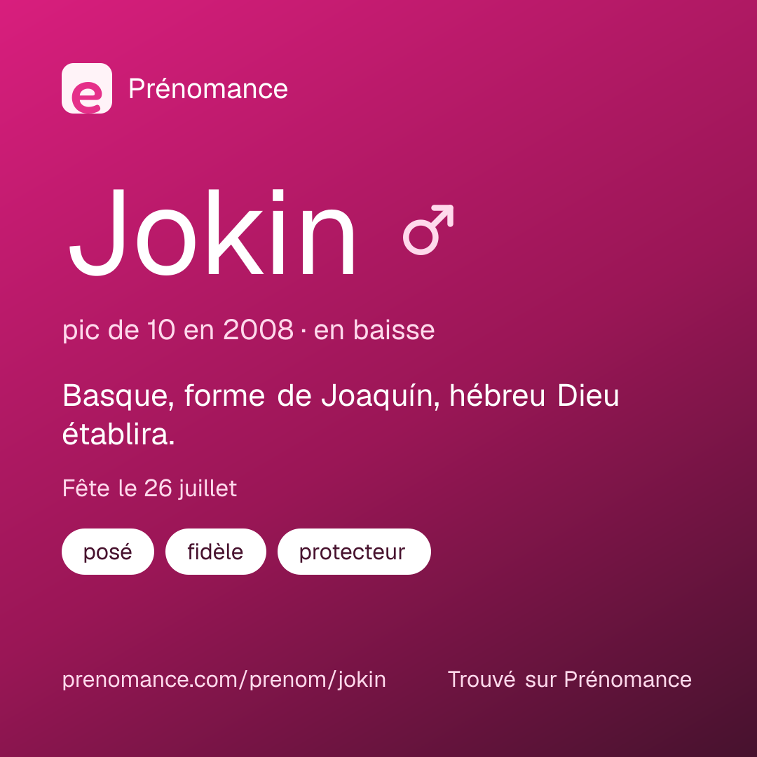 Carte de partage du prénom Jokin