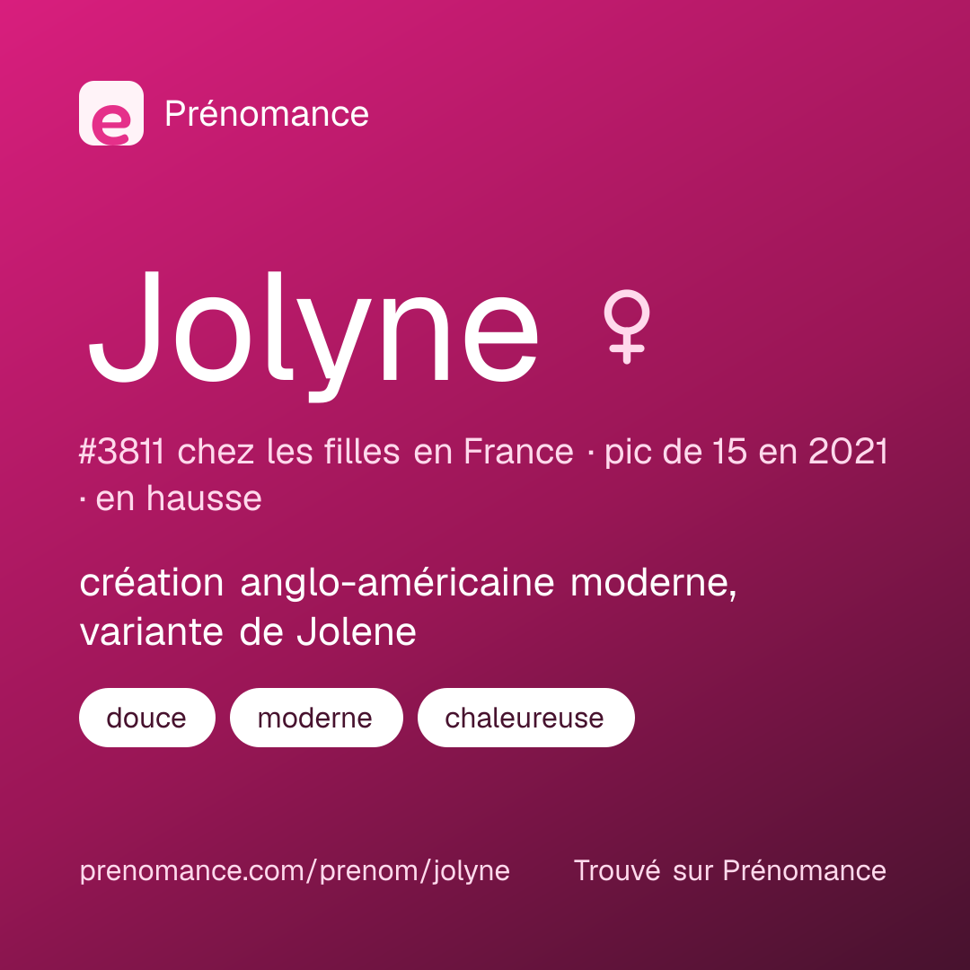 Carte de partage du prénom Jolyne