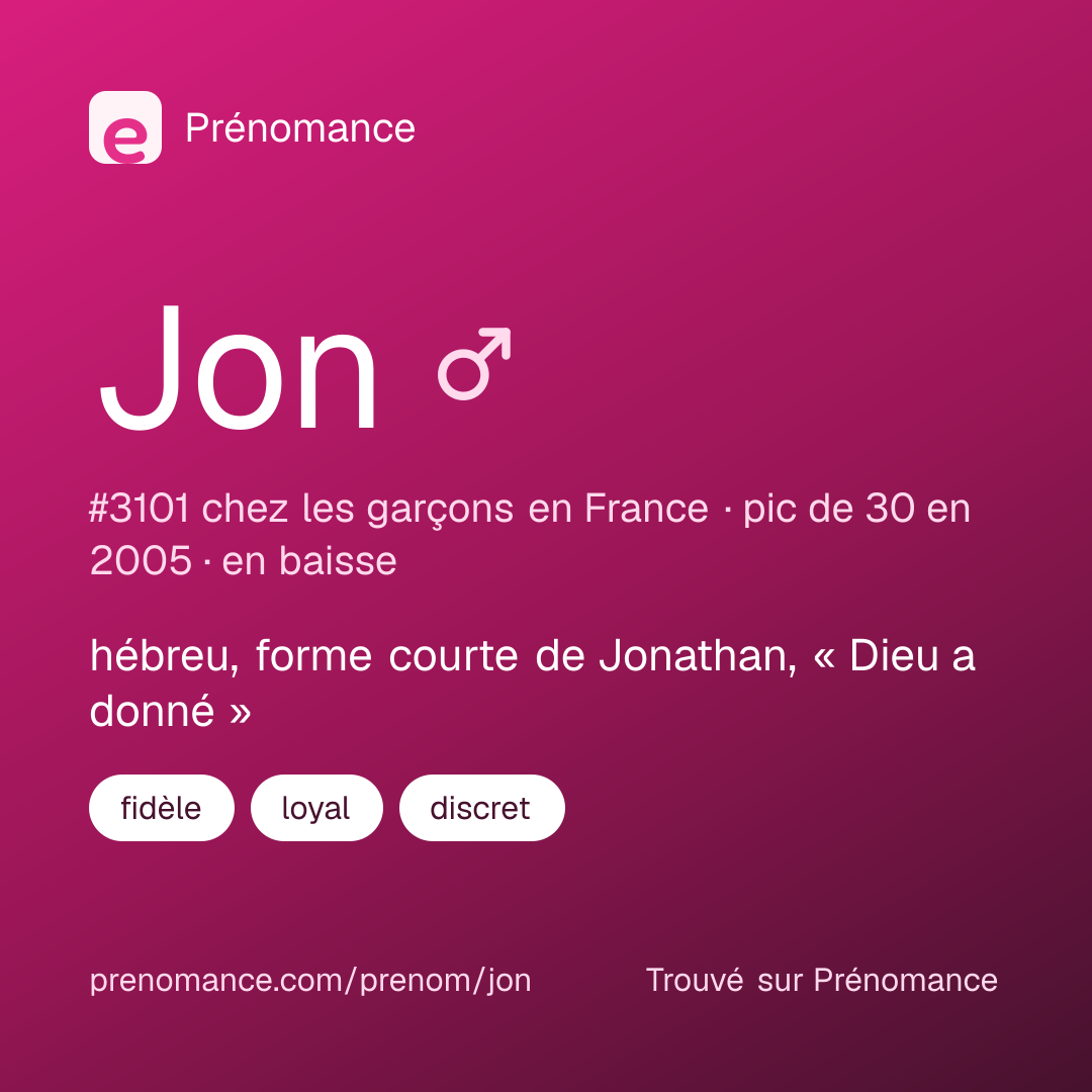 Carte de partage du prénom Jon