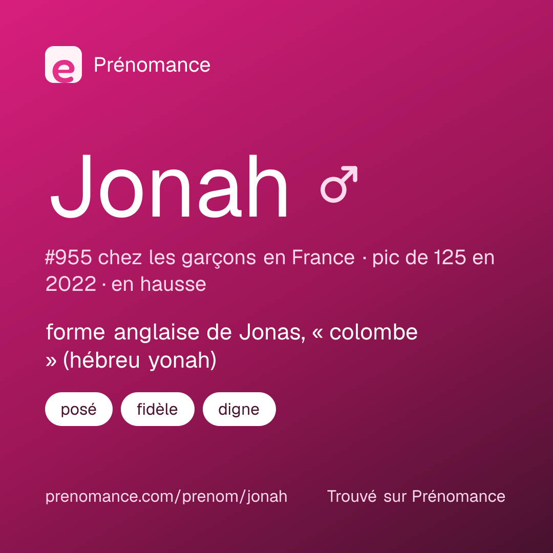 Carte de partage du prénom Jonah