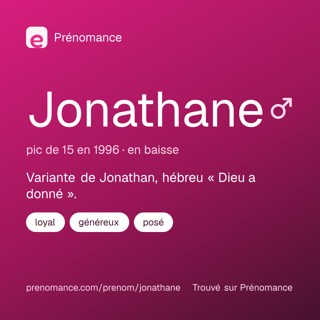 Carte de partage du prénom Jonathane