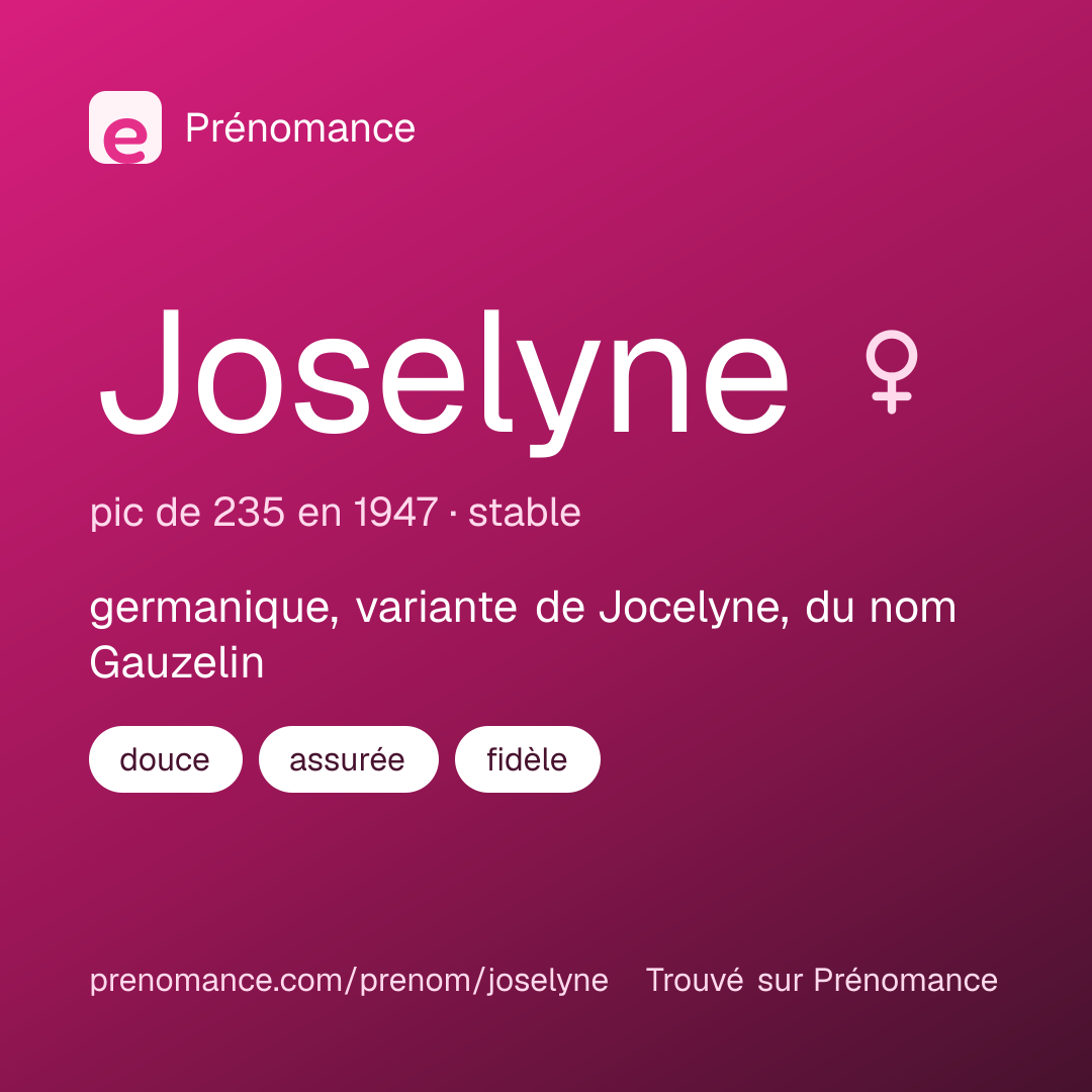 Carte de partage du prénom Joselyne
