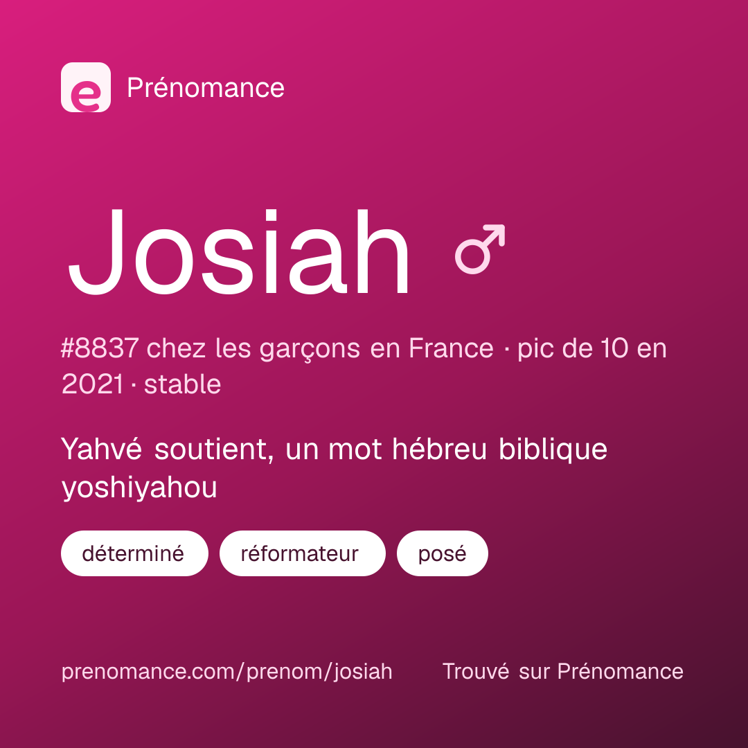 Carte de partage du prénom Josiah