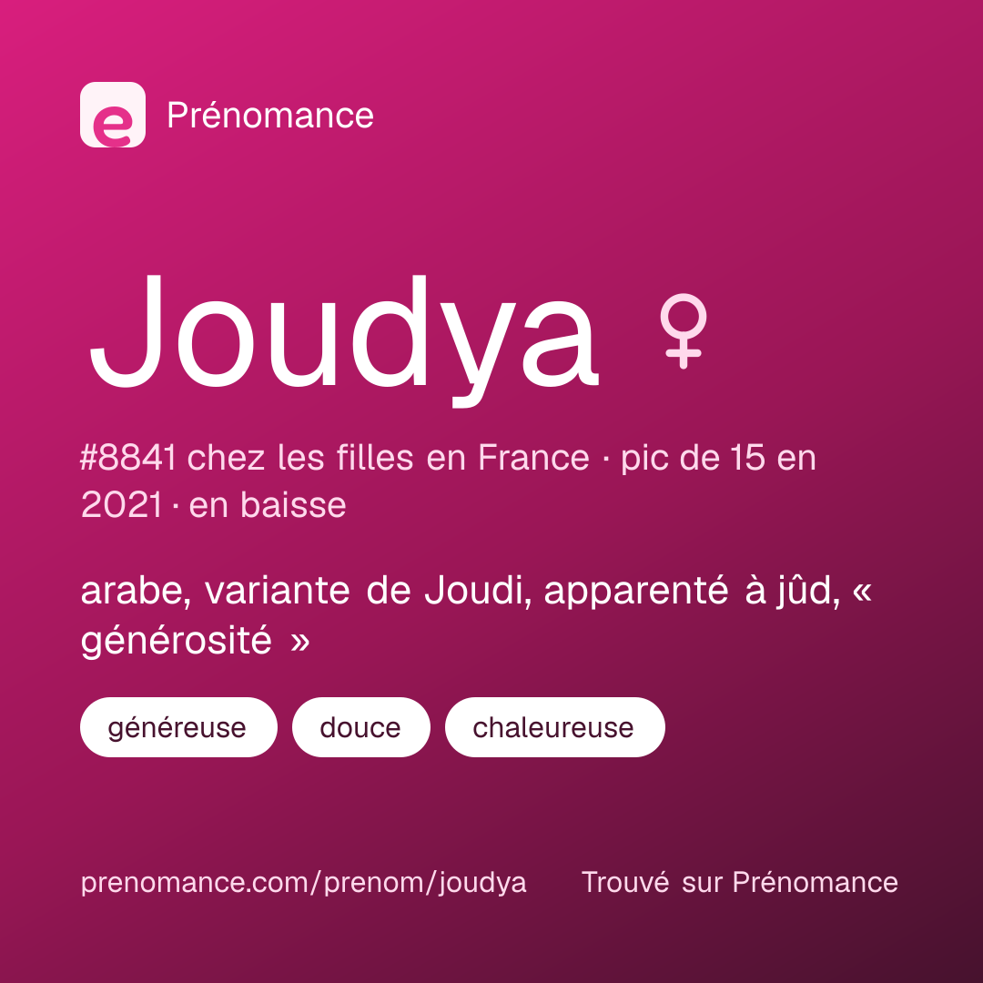 Carte de partage du prénom Joudya