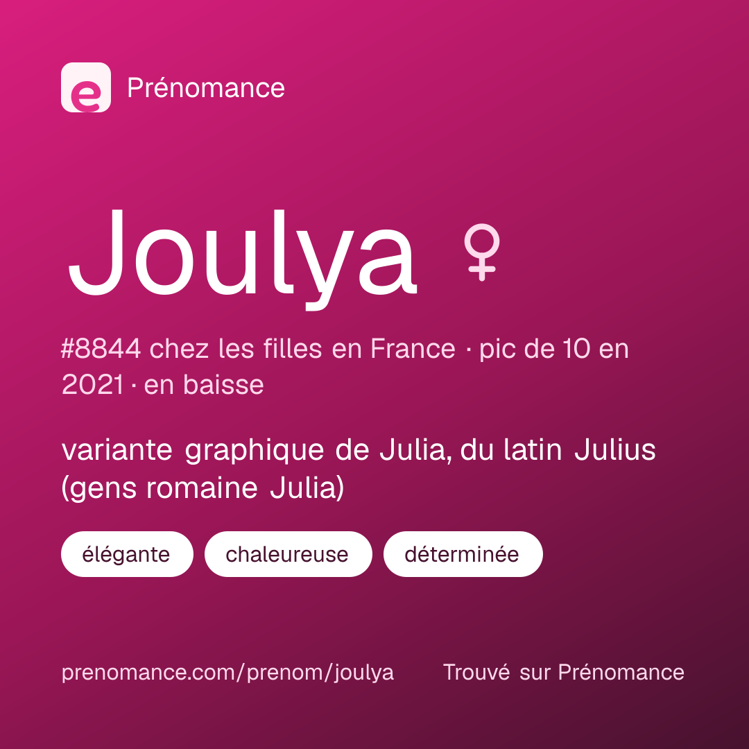 Carte de partage du prénom Joulya