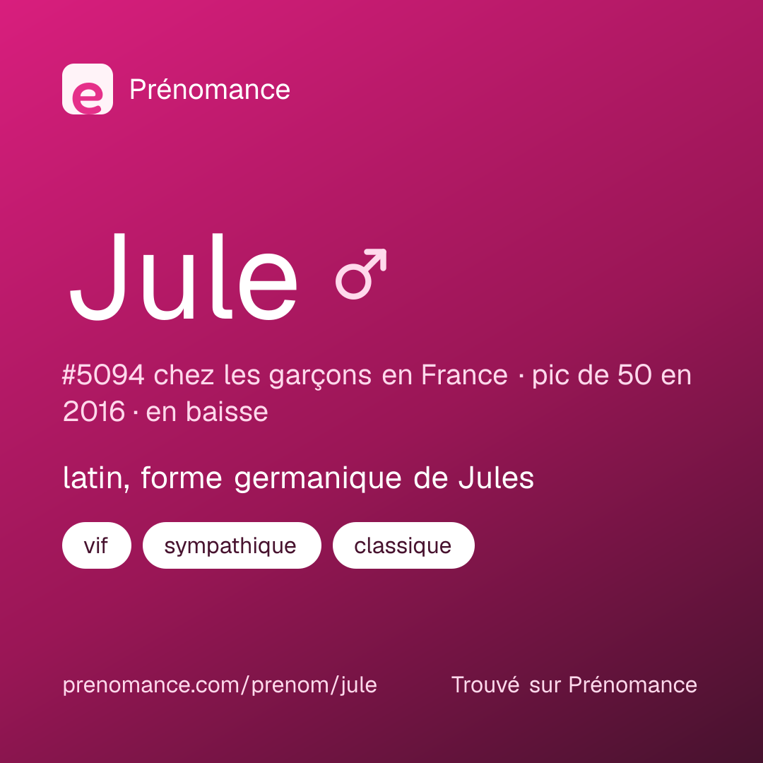 Carte de partage du prénom Jule