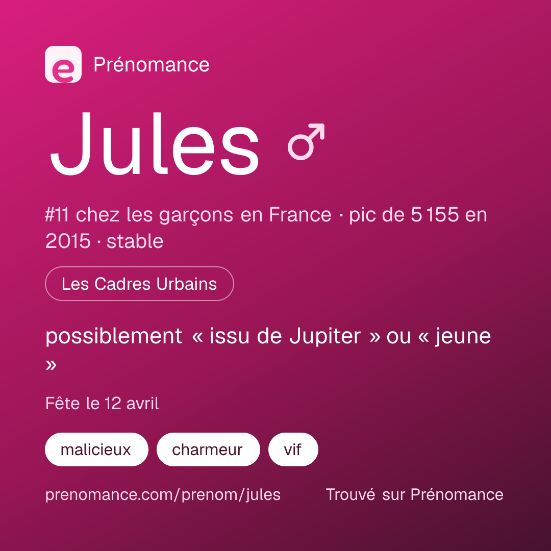 Carte de partage du prénom Jules
